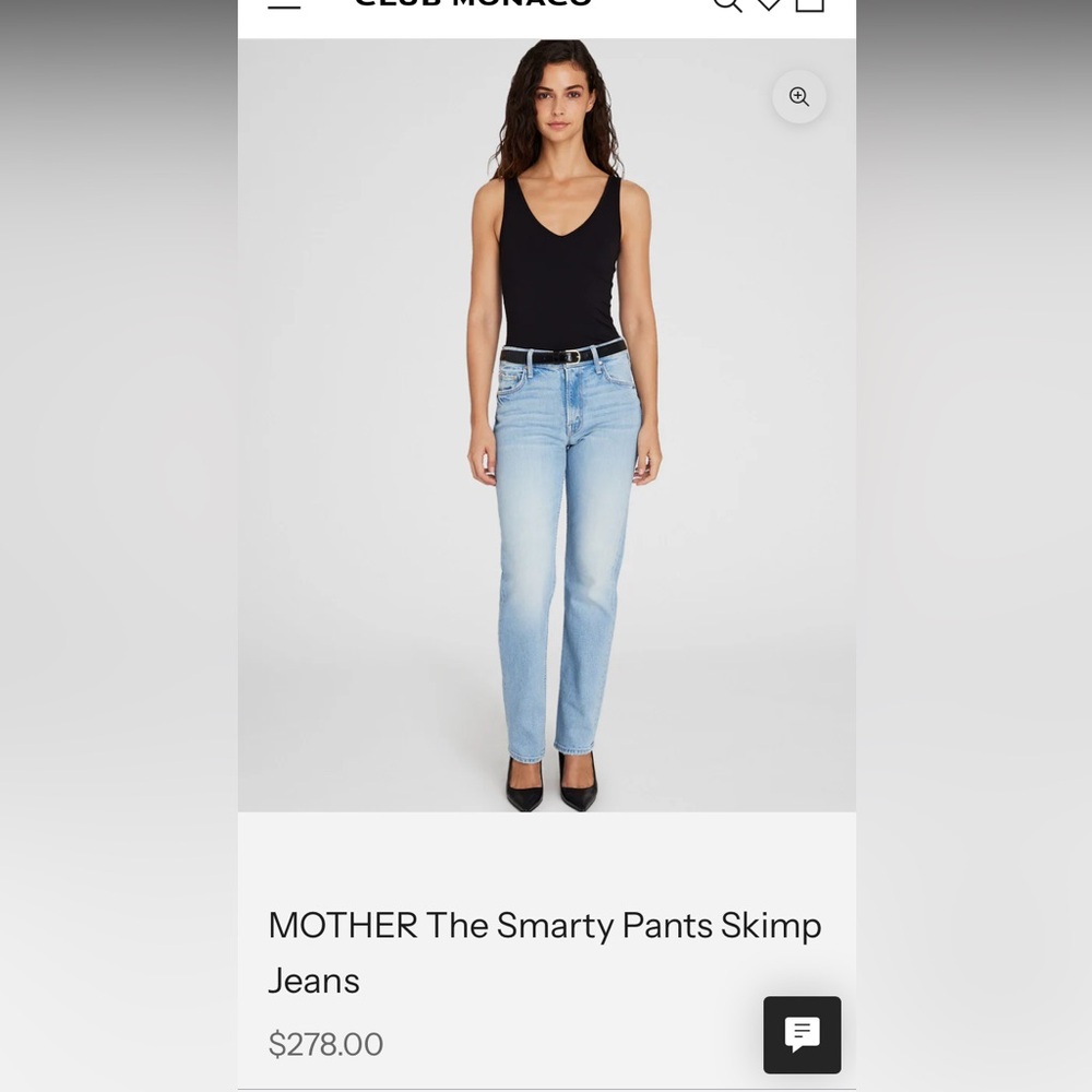 MOTHER, The Smarty Pants Skimp; Light Blue Straight Leg Jeans